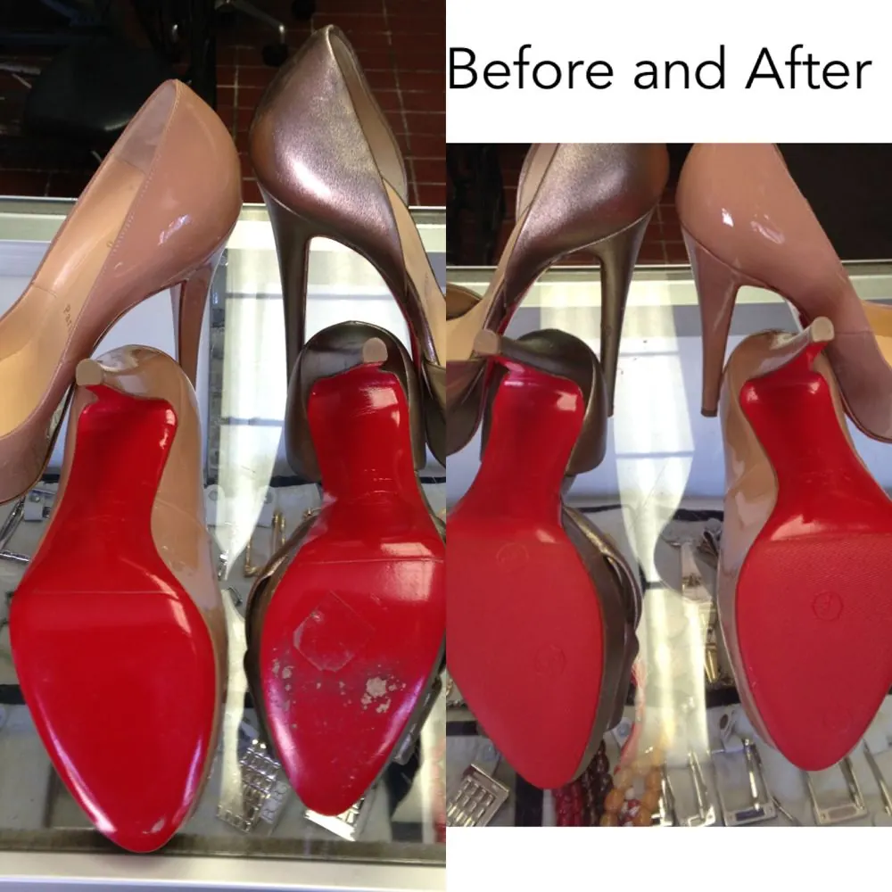 Before and after results on a pair of shoes
