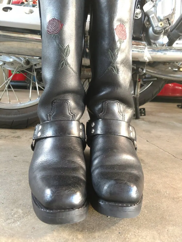Scuffed toes polished out on a pair of dress shoes
