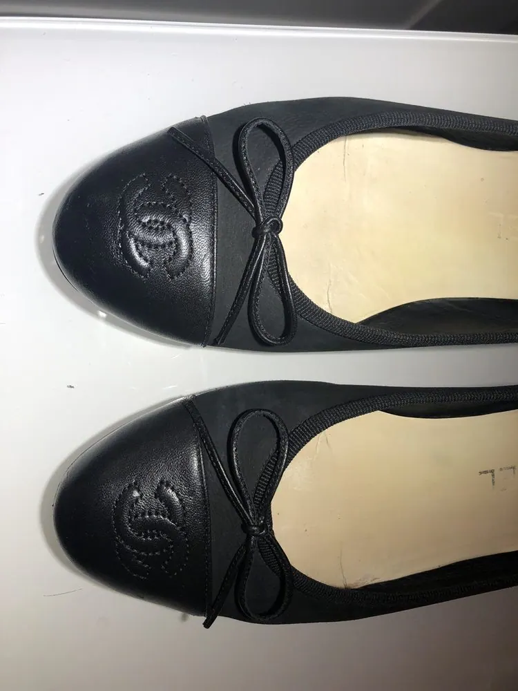 Chanel shoes restored after deep scratching