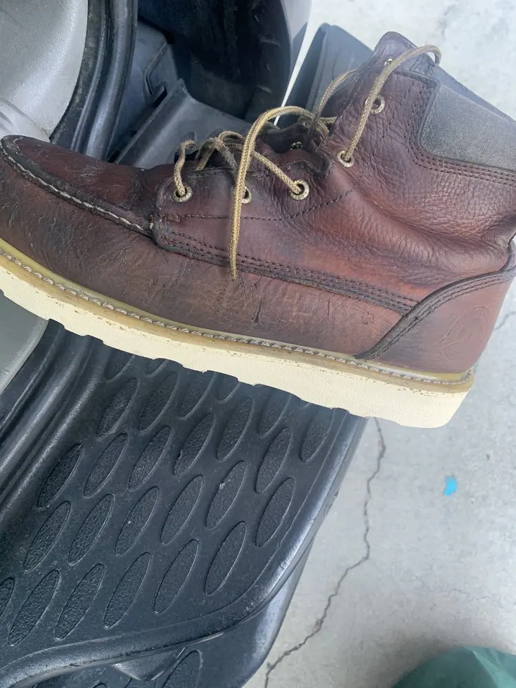 A resoled shoe, edge finished